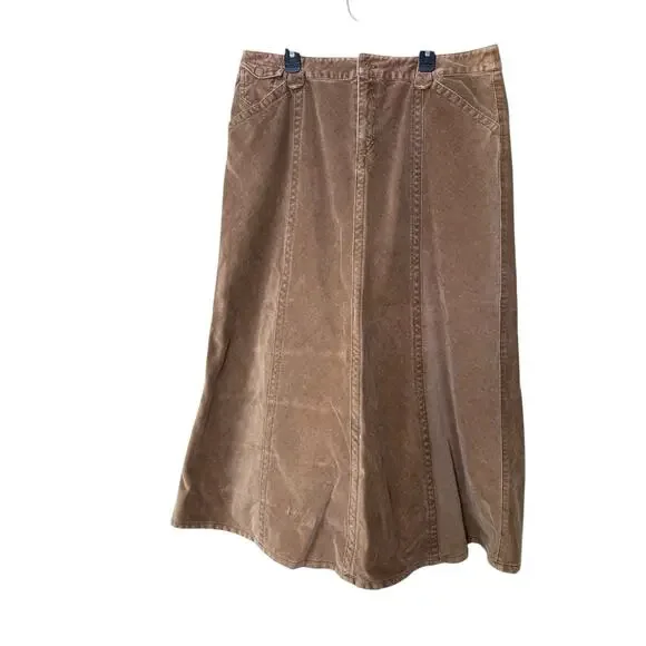 Eddie Bauer corduroy maxi skirt vintage 90s brown boho indie size 12 - Picture 2 of 7